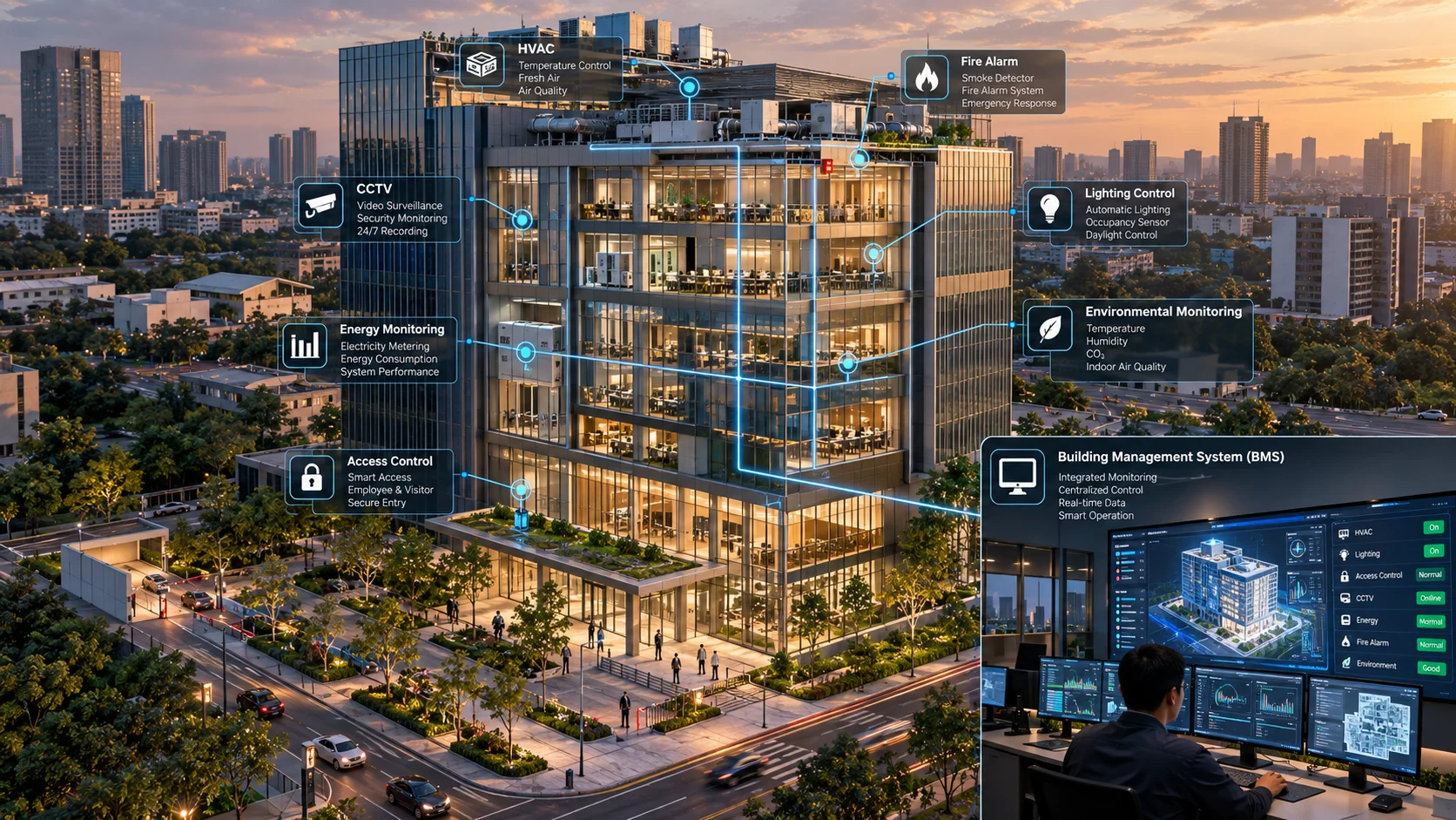 fungsi central monitoring system gedung